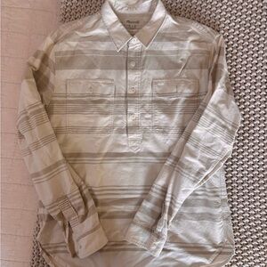 Madewell Men's Cream Striped Button Down Shirt